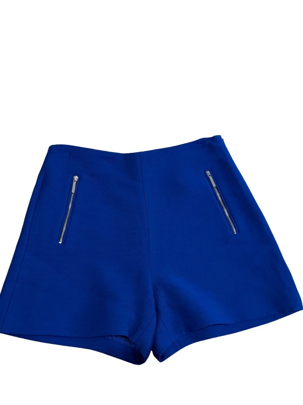 Zara Matching Set Basic Collection Cobalt Blue Ribbed Blazer & Shorts XS
